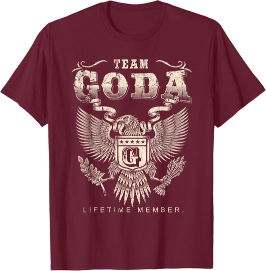 Team Goda Lifetime Member - Goda Name T-Shirt - T-Shirt | Maroon