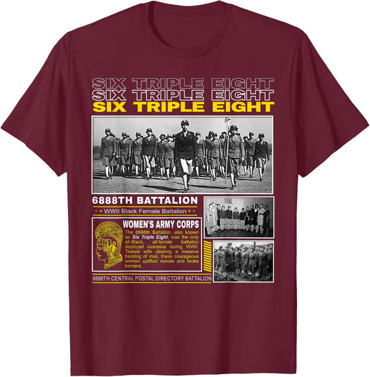 6888th Battalion Black Women’s WWII Service T-Shirt - T-Shirt | Maroon
