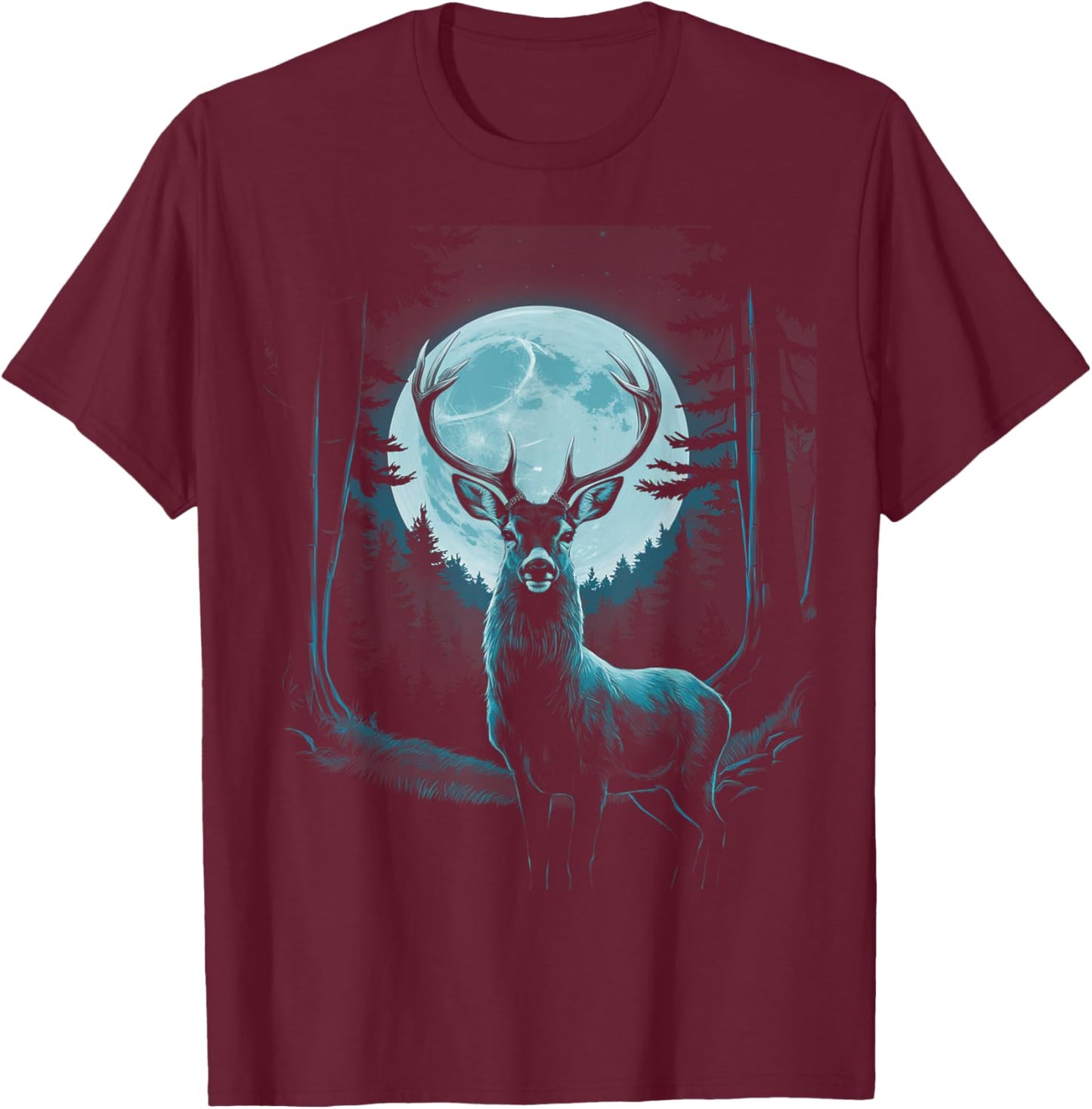 Hunters Mountain Deer Hunting Big Whitetail Buck Men Boys T-Shirt - T-Shirt | Maroon