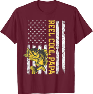Father's Day Gifts Funny Fishing Reel Cool Papa Dad Joke Men T-Shirt - T-Shirt | Maroon