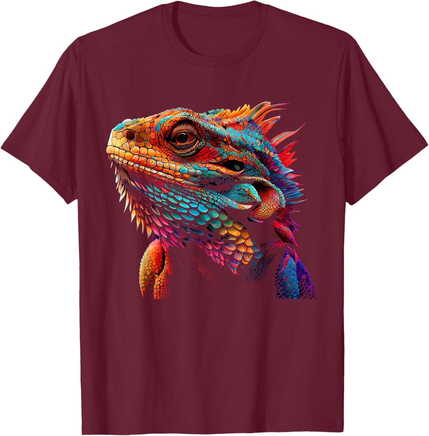 Bearded Dragon Lover Fun Colorful Cool Painting Art Cute Pet T-Shirt - T-Shirt | Maroon
