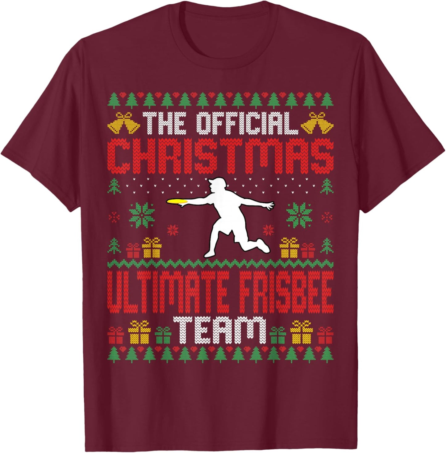 Funny Ugly Christmas Ultimate Frisbee Team Xmas T-Shirt - T-Shirt | Maroon