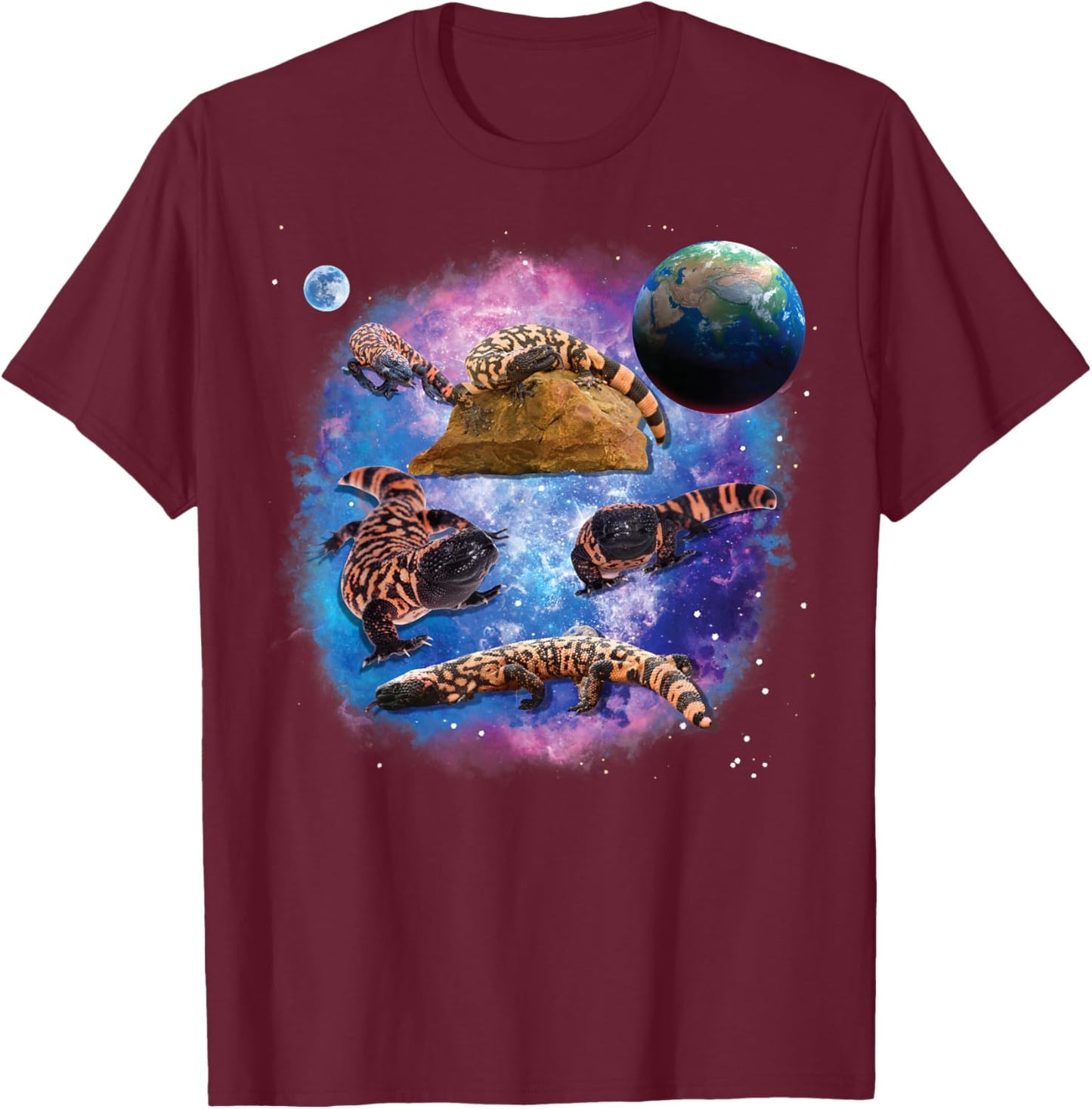 Gila Monster Lizards in The Galaxy, Space Gila Monster T-Shirt - T-Shirt | Maroon