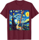 Melodic Starry Night Bass Guitar Inspiration T-Shirt - T-Shirt | Maroon