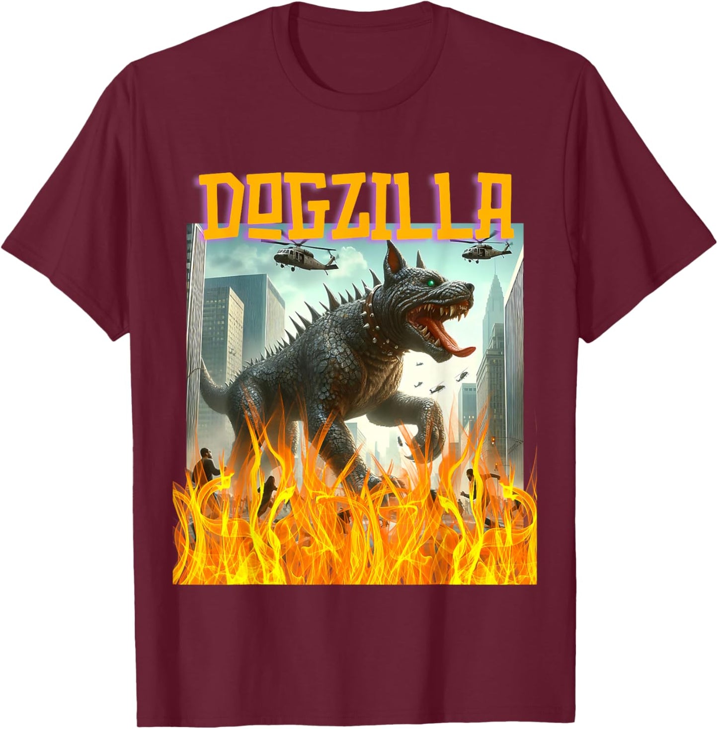 Dogs Dogzilla Movie T-Shirt - T-Shirt | Maroon