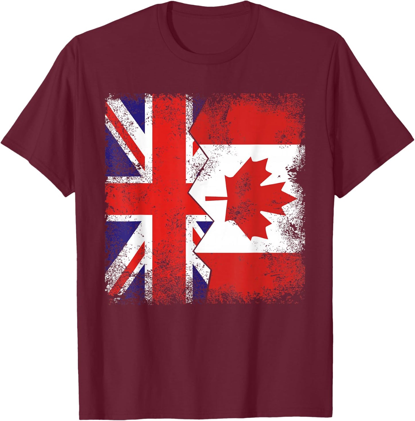 Canadian Roots | Half British Flags | UK Canada Vintage T-Shirt - T-Shirt | Maroon