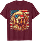 Golden Retriever Patriotic American US Flag 4th Of July T-Shirt - T-Shirt | Maroon