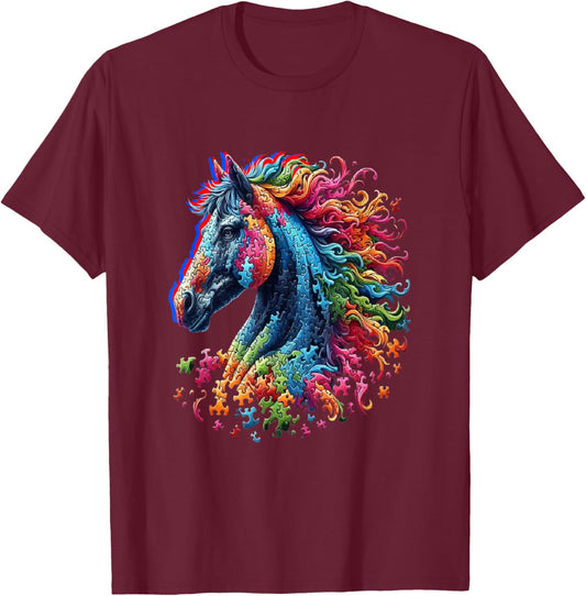 Autism Awareness Different Horses T-Shirt - T-Shirt | Maroon