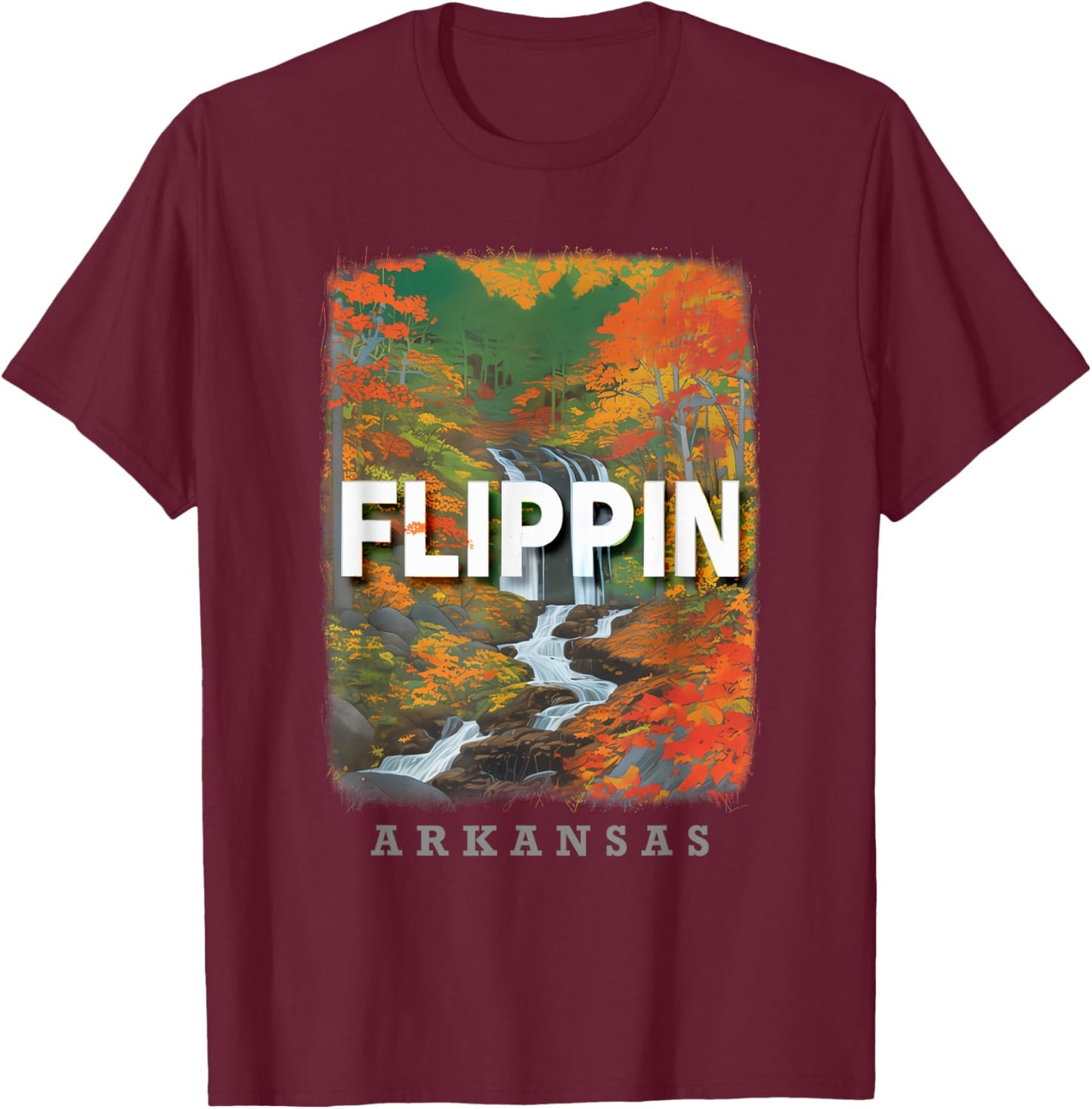 Flippin Arkansas AR Scenic Hiking Trails SD335 T-Shirt - T-Shirt | Maroon