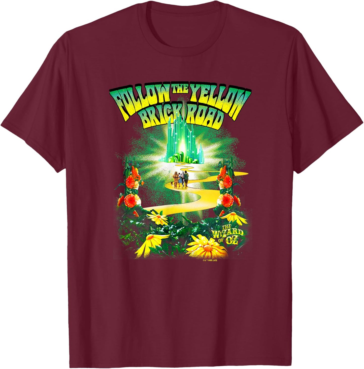 The Wizard of Oz Follow The Yellow Brick Road Poster T-Shirt - T-Shirt | Maroon