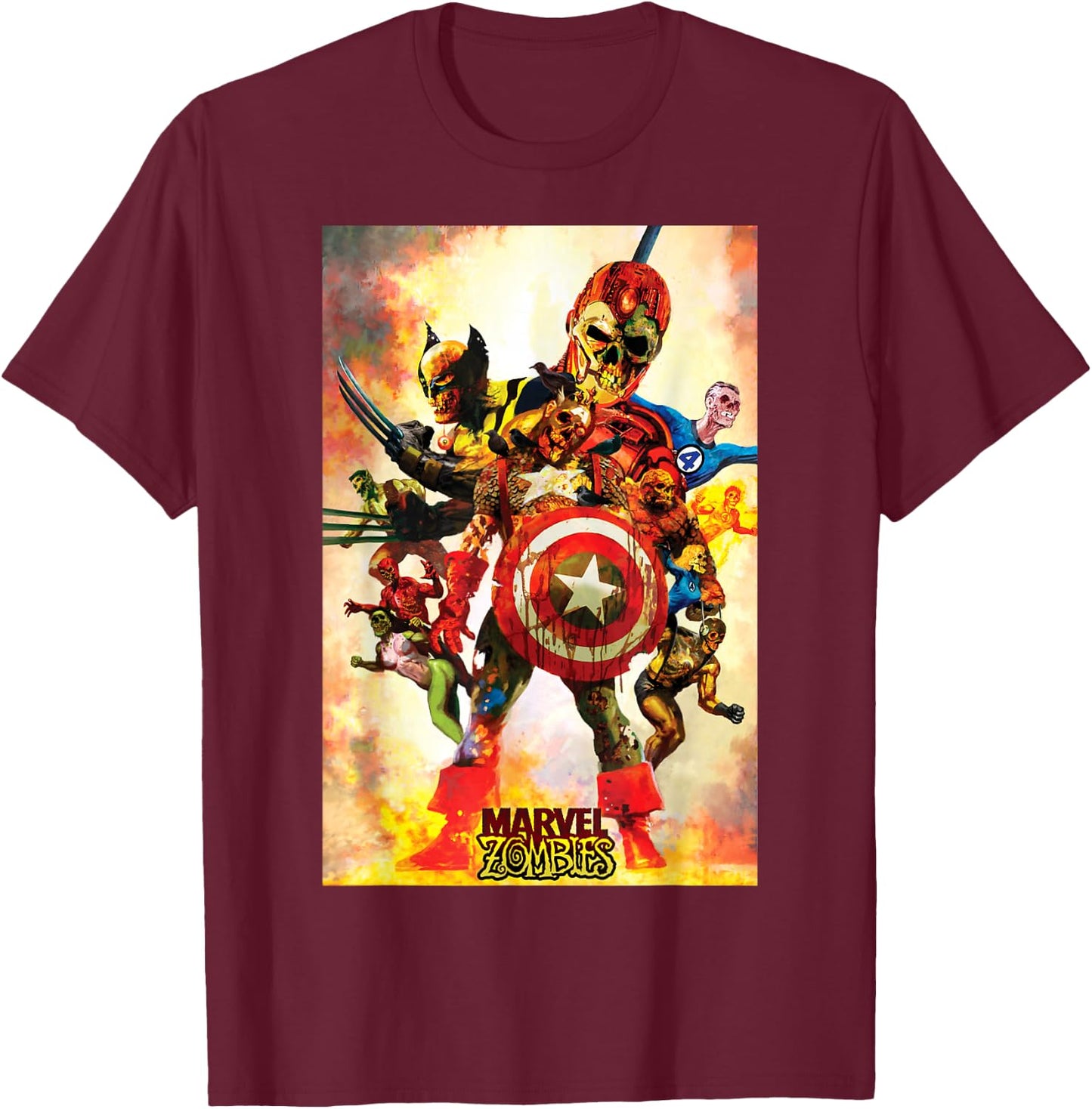 Marvel Zombies Group Shot Poster T-Shirt - T-Shirt | Maroon