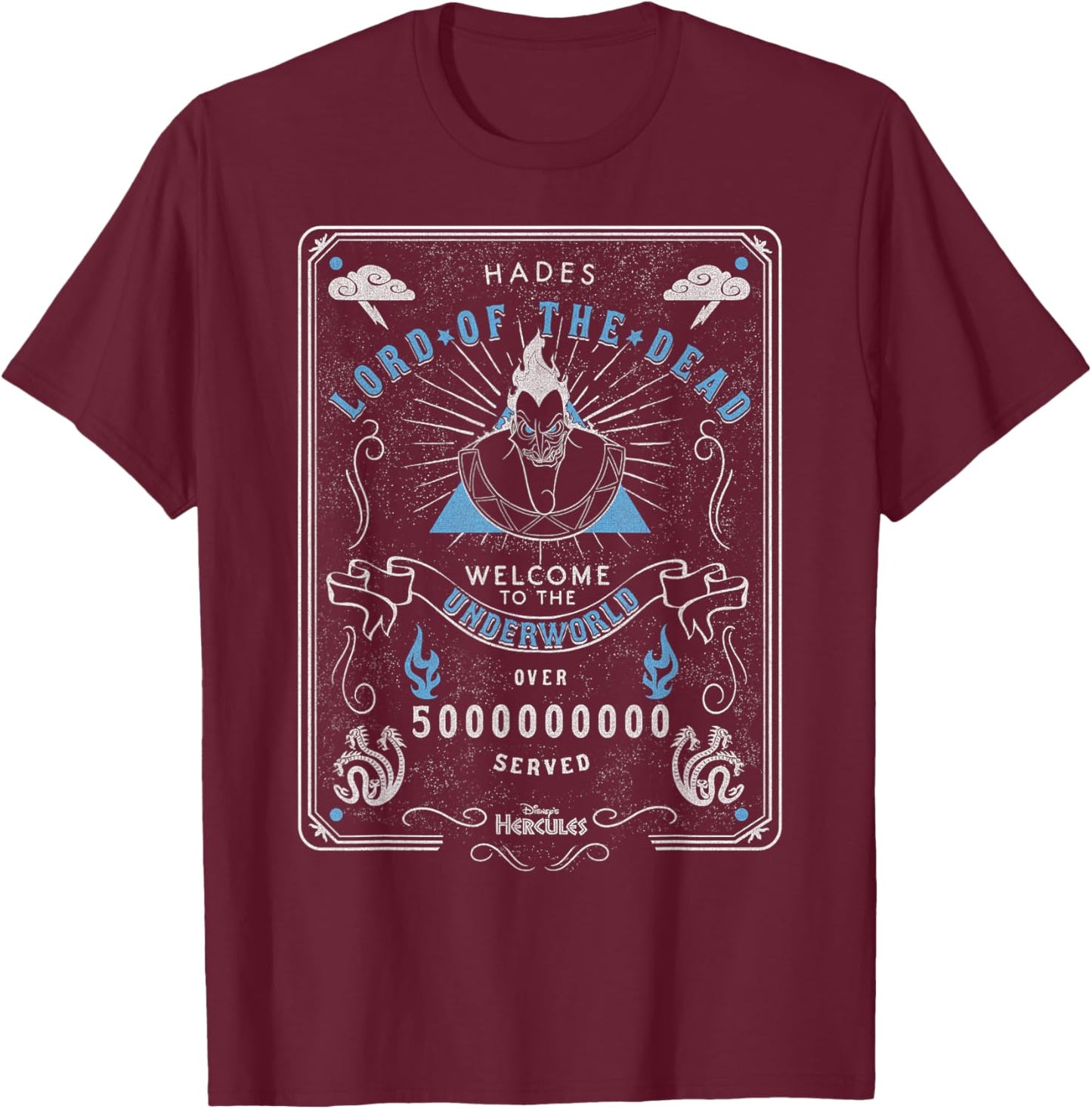 Disney Hercules Hades Lord Of The Dead Underworld Poster T-Shirt - T-Shirt | Maroon