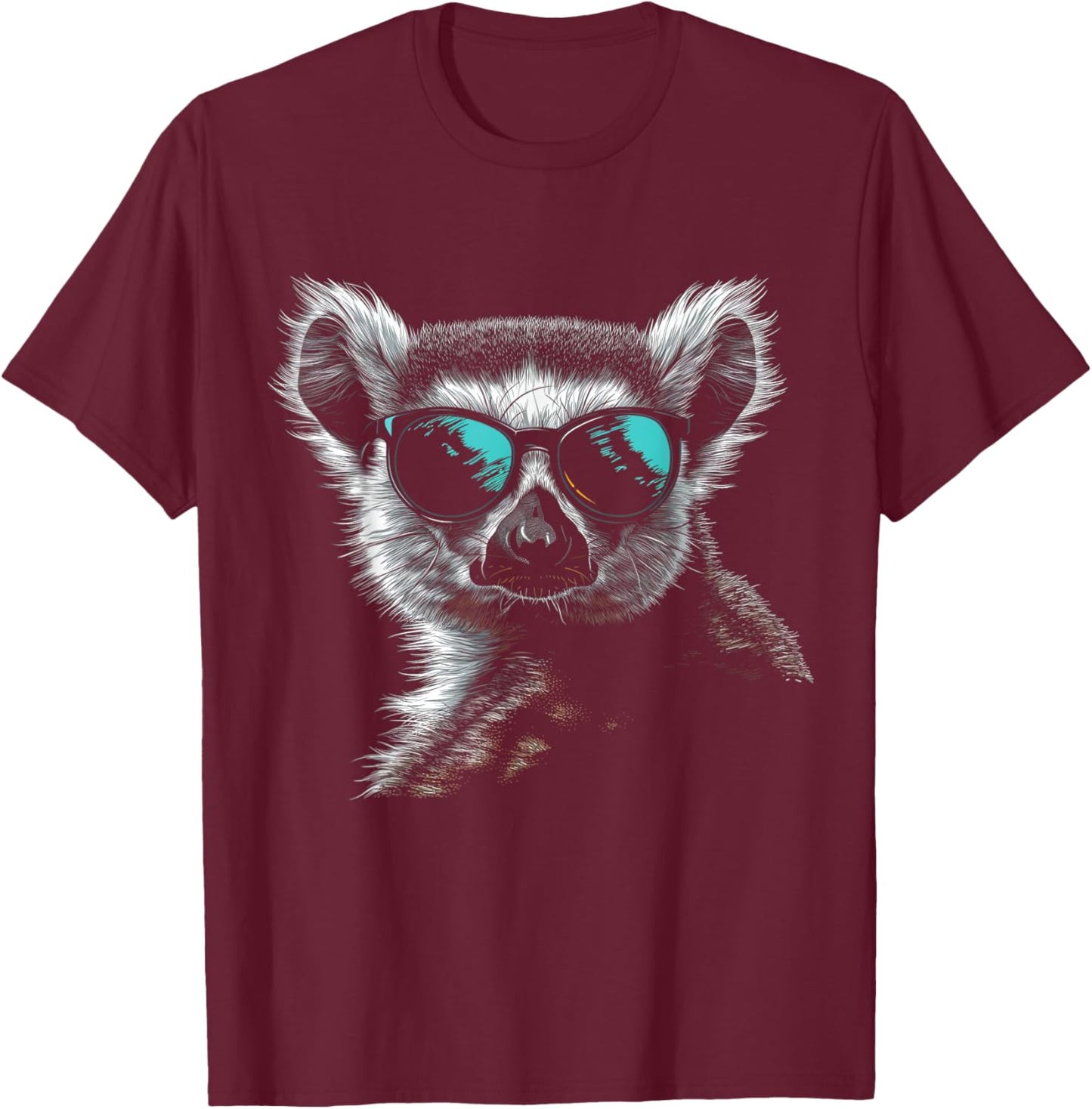Lemur Wearing Sunglasses Funny Animal Monkey Lemur Lover T-Shirt - T-Shirt | Maroon
