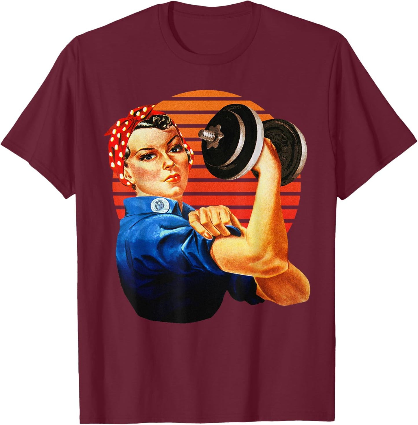 We Can Do It Rosie the Riveter Fun Fitness Workout Lifting T-Shirt - T-Shirt | Maroon