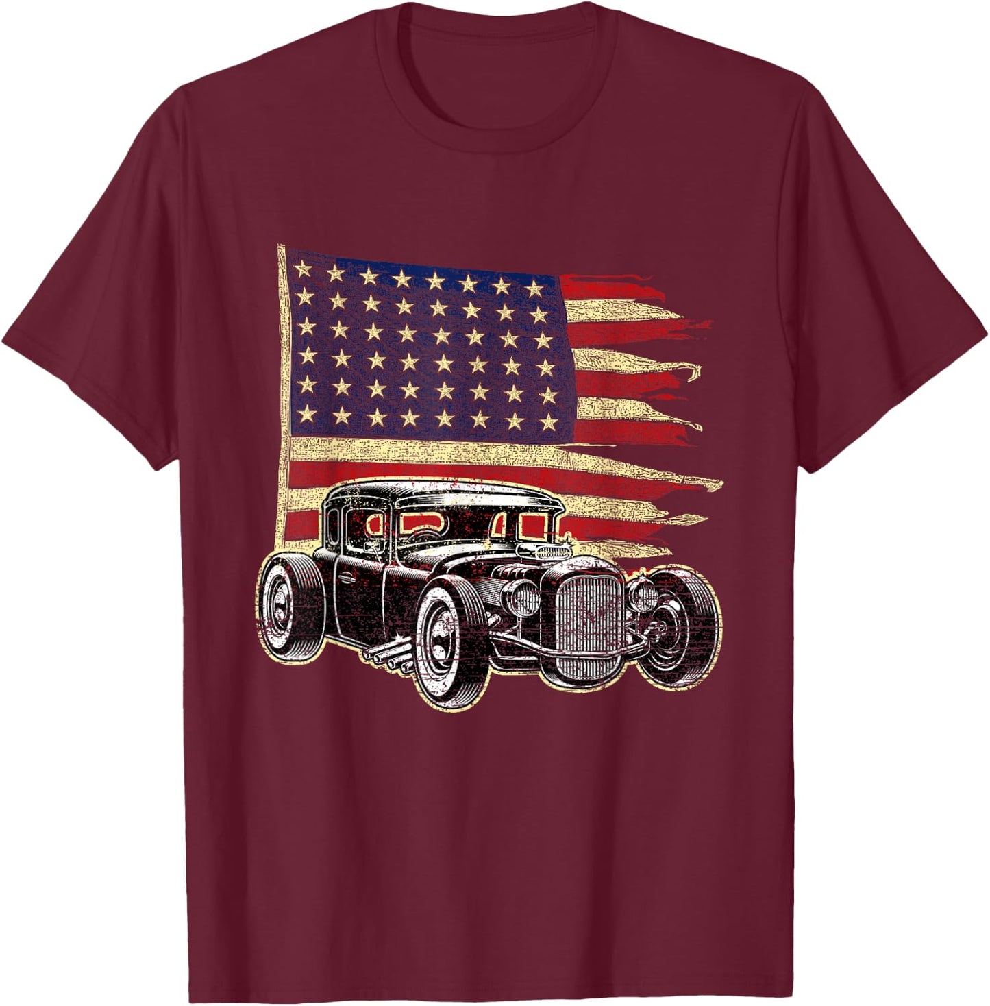 Hot Rod Tuning Car V8 Custom Sports Car Motorsport Gift T-Shirt - T-Shirt | Maroon
