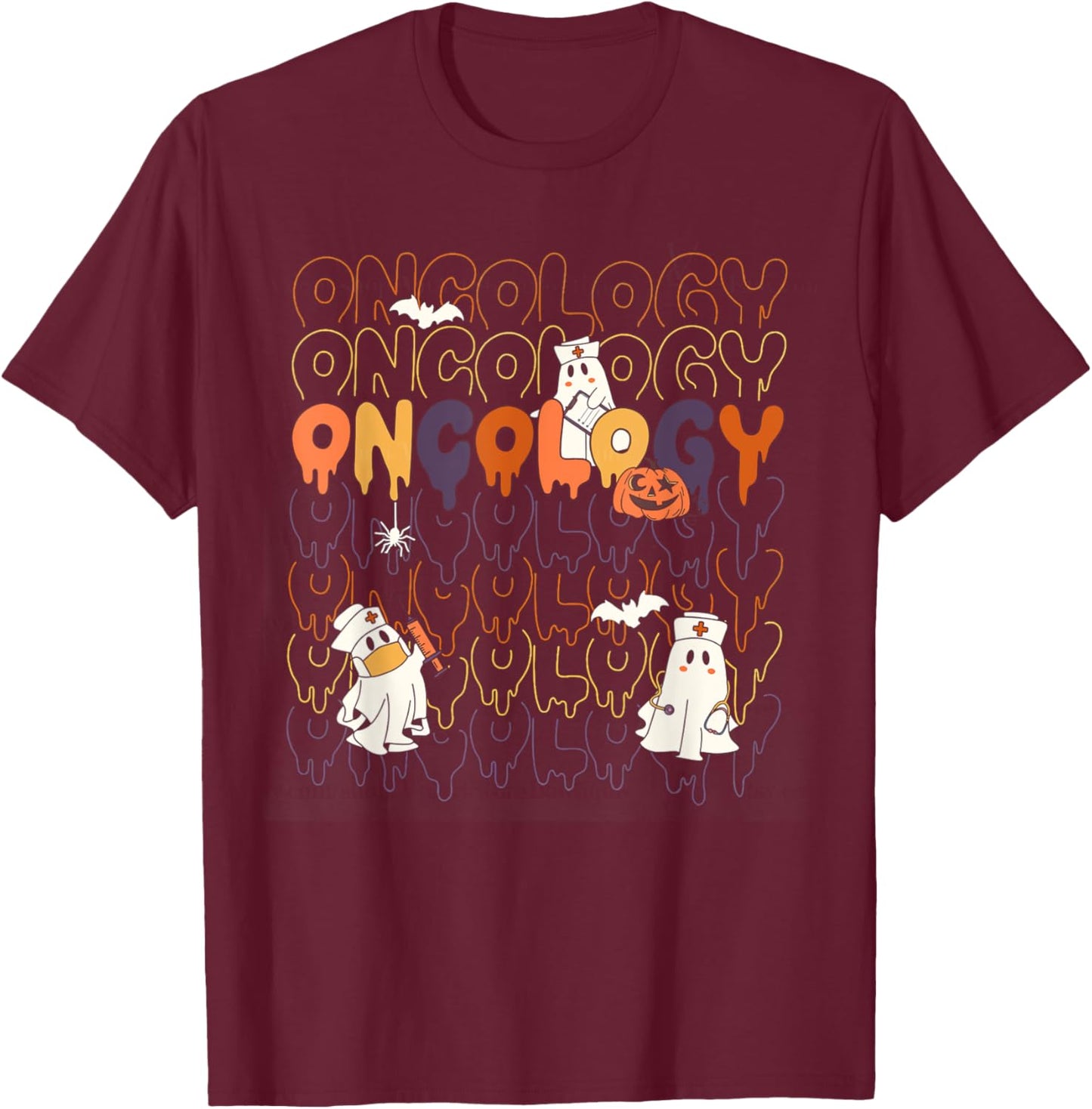 Women Halloween Oncology Nurse Heme Onc RN Cancer Fighting T-Shirt - T-Shirt | Maroon