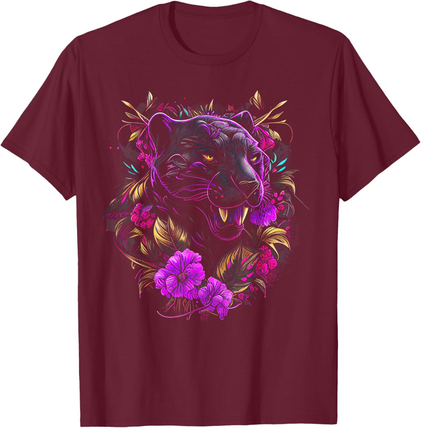Panther Lover animal Big Cat Panther Animal black Men Women Girls Kids T-Shirt - T-Shirt | Maroon