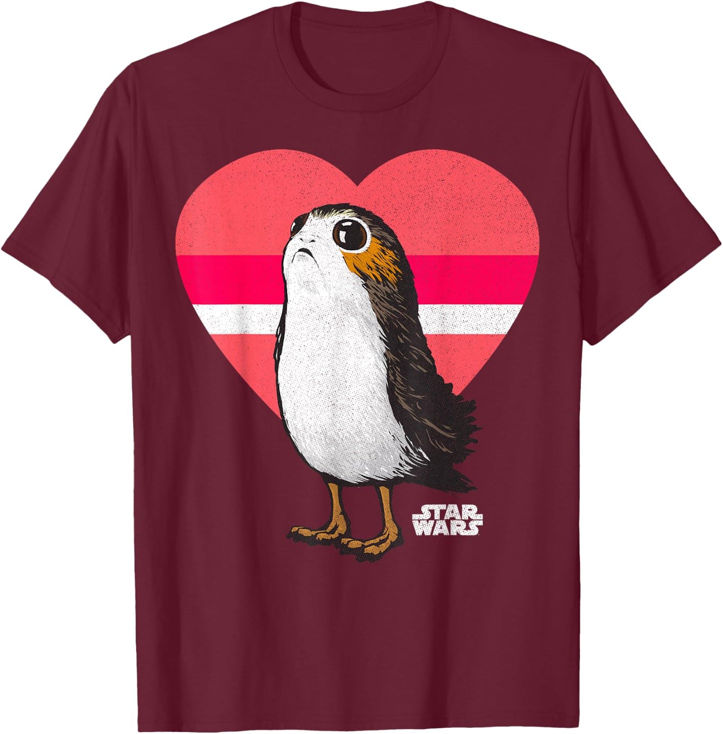 Star Wars Porg Big Love Heart Valentine's Day T-Shirt - T-Shirt | Maroon