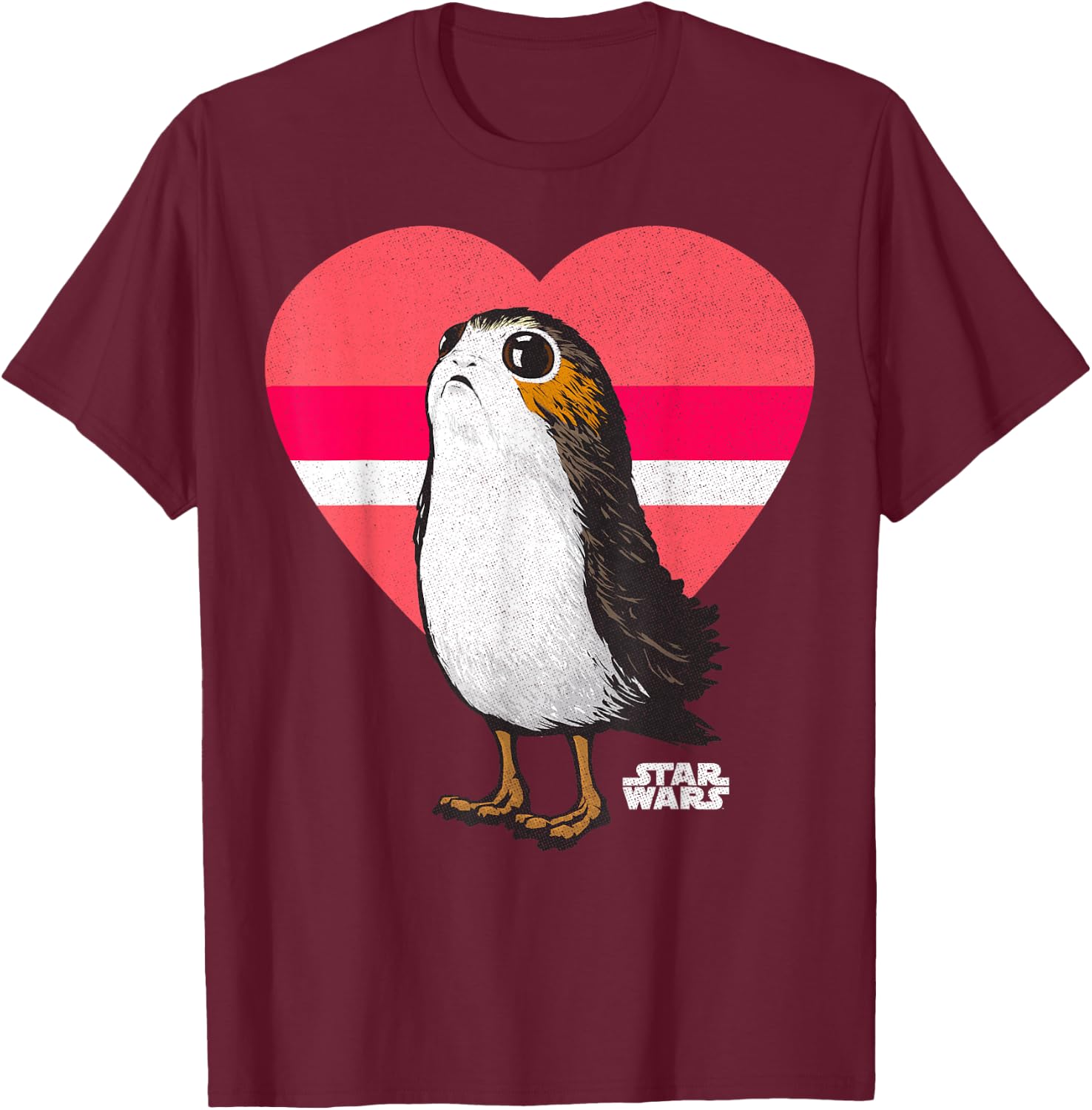 Star Wars Porg Big Love Heart Valentine's Day T-Shirt - T-Shirt | Maroon