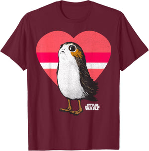 Star Wars Porg Big Love Heart Valentine's Day T-Shirt - T-Shirt | Maroon