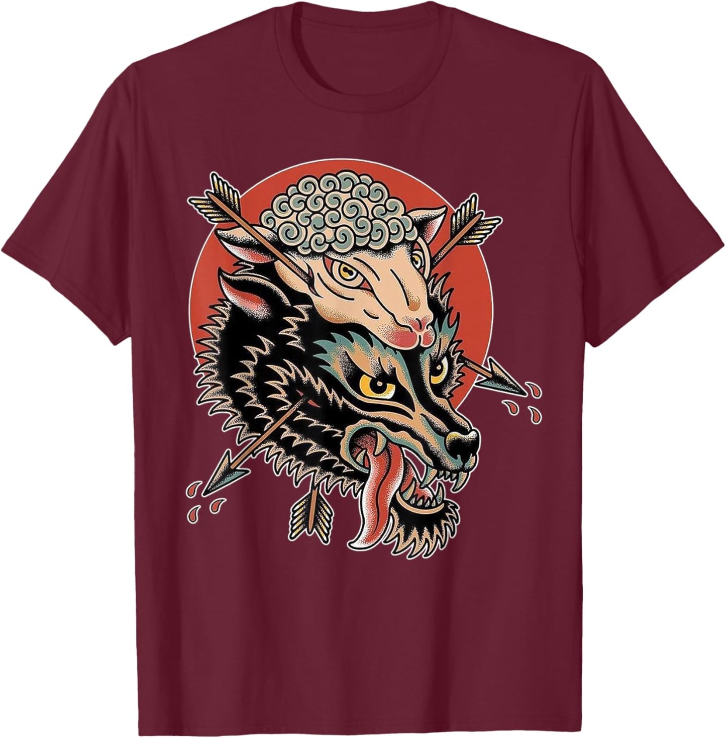 Wolf in Sheep's Clothing Traditional T-Shirt - T-Shirt | Maroon