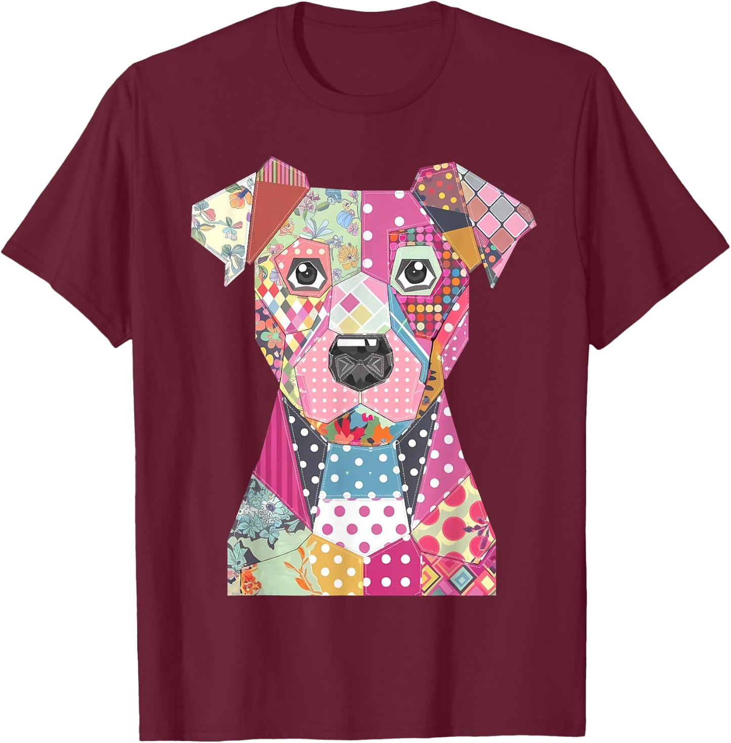 Quilt Pattern Dog For Quilting Lover Quilter Sewing Men Women Kids T-Shirt - T-Shirt | Maroon