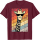 Retro Vintage Giraffe Sunglasses Gift Funny Animal Lover T-Shirt - T-Shirt | Maroon