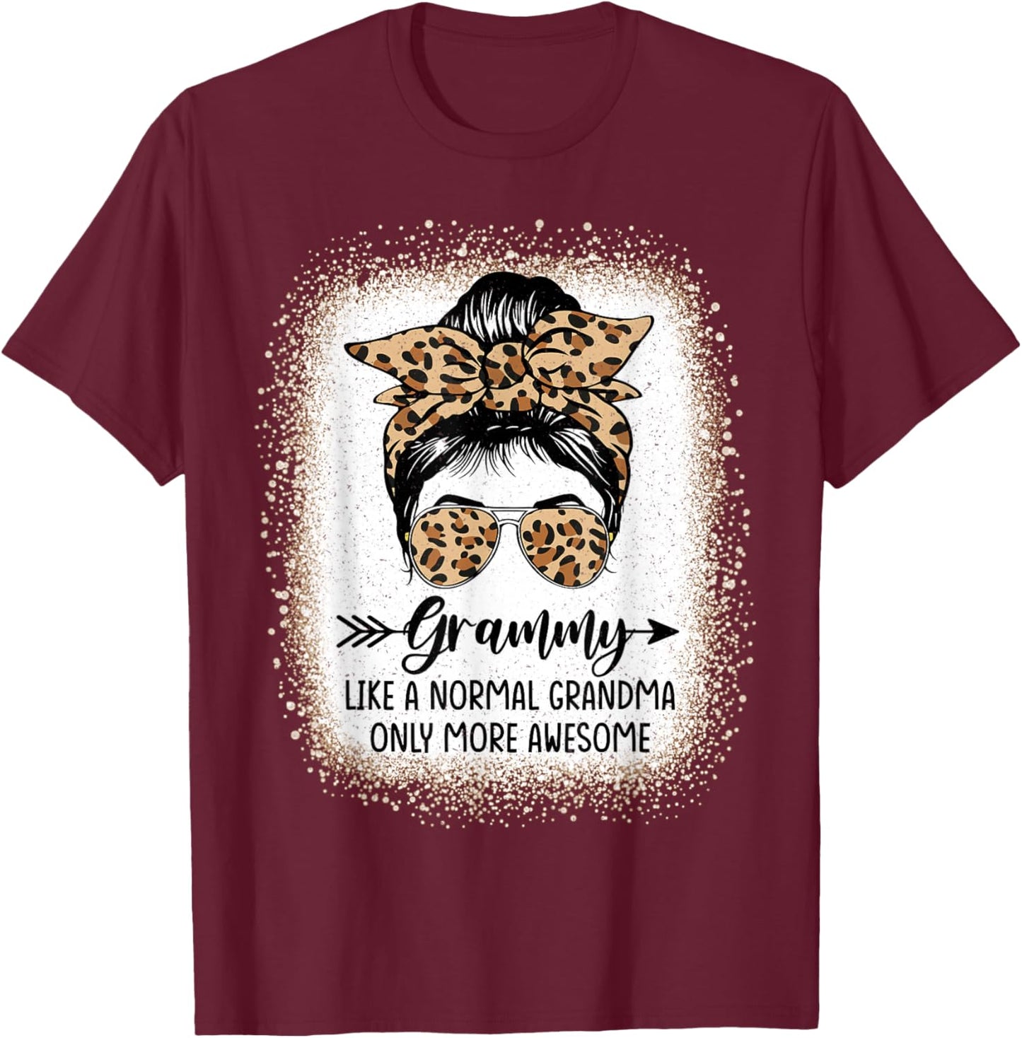 Grammy Like A Normal Grandma Only More Awesome Messy Bun T-Shirt - T-Shirt | Maroon