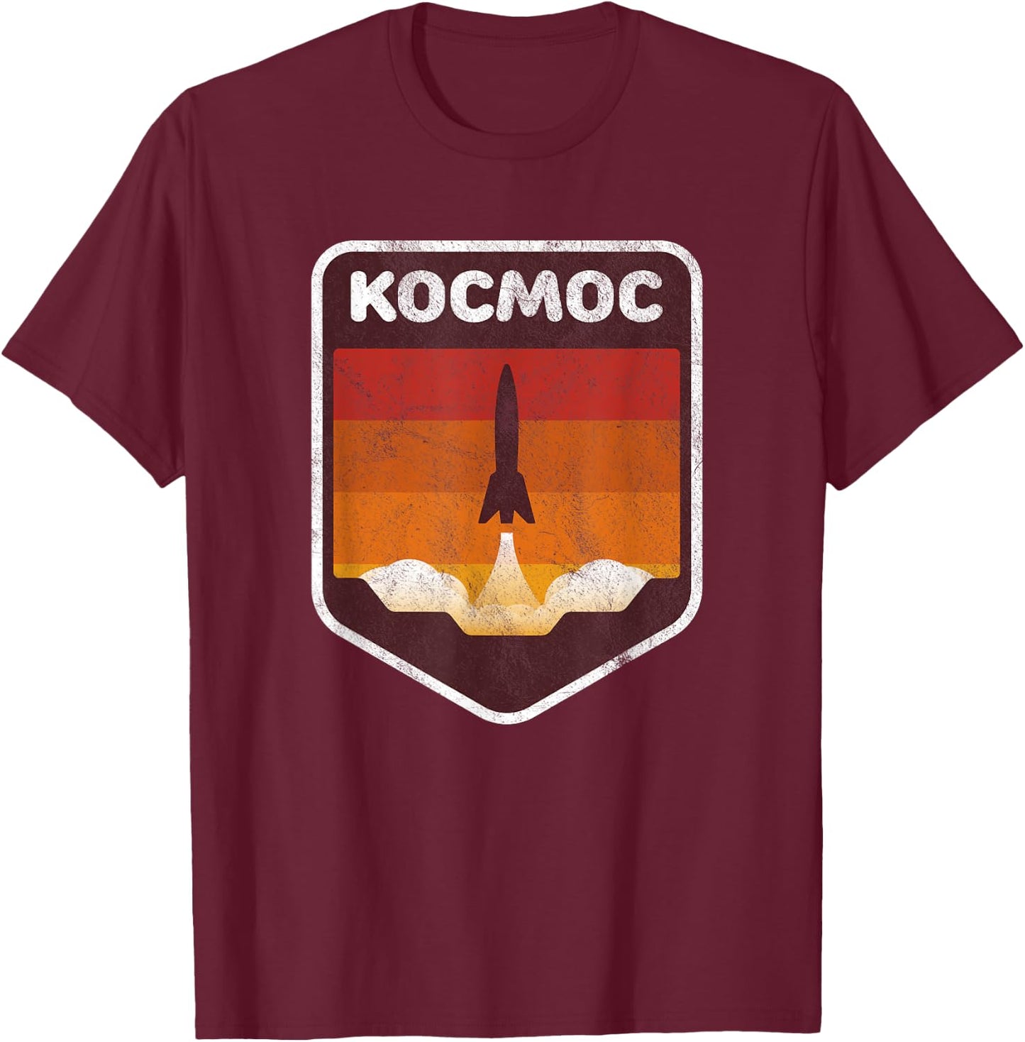 Russian Language Cosmos Space Rocket T-Shirt - T-Shirt | Maroon