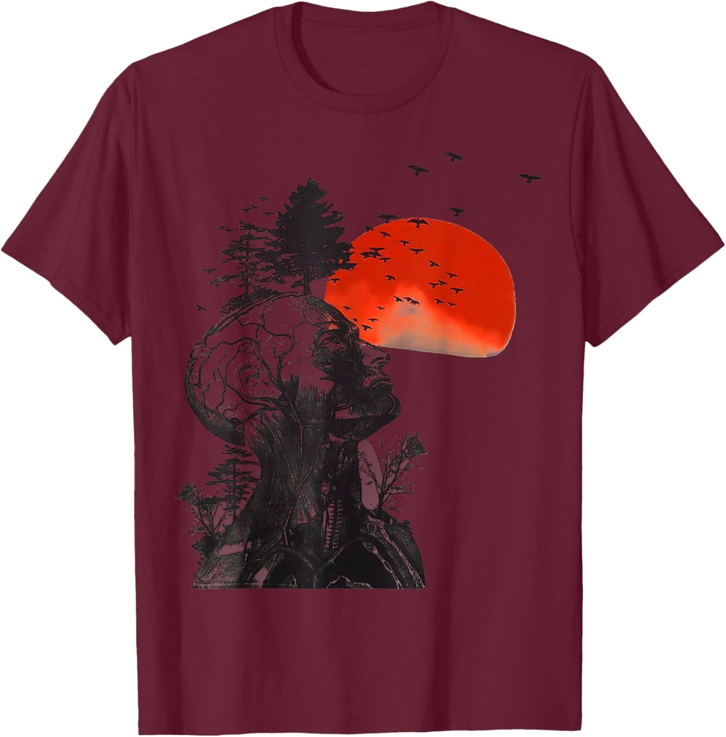 Hangover Human Tree Graphic T-Shirt - T-Shirt | Maroon