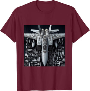 F-14 Tomcat Fighter Jet Assembly Blueprint Military Aviation T-Shirt - T-Shirt | Maroon