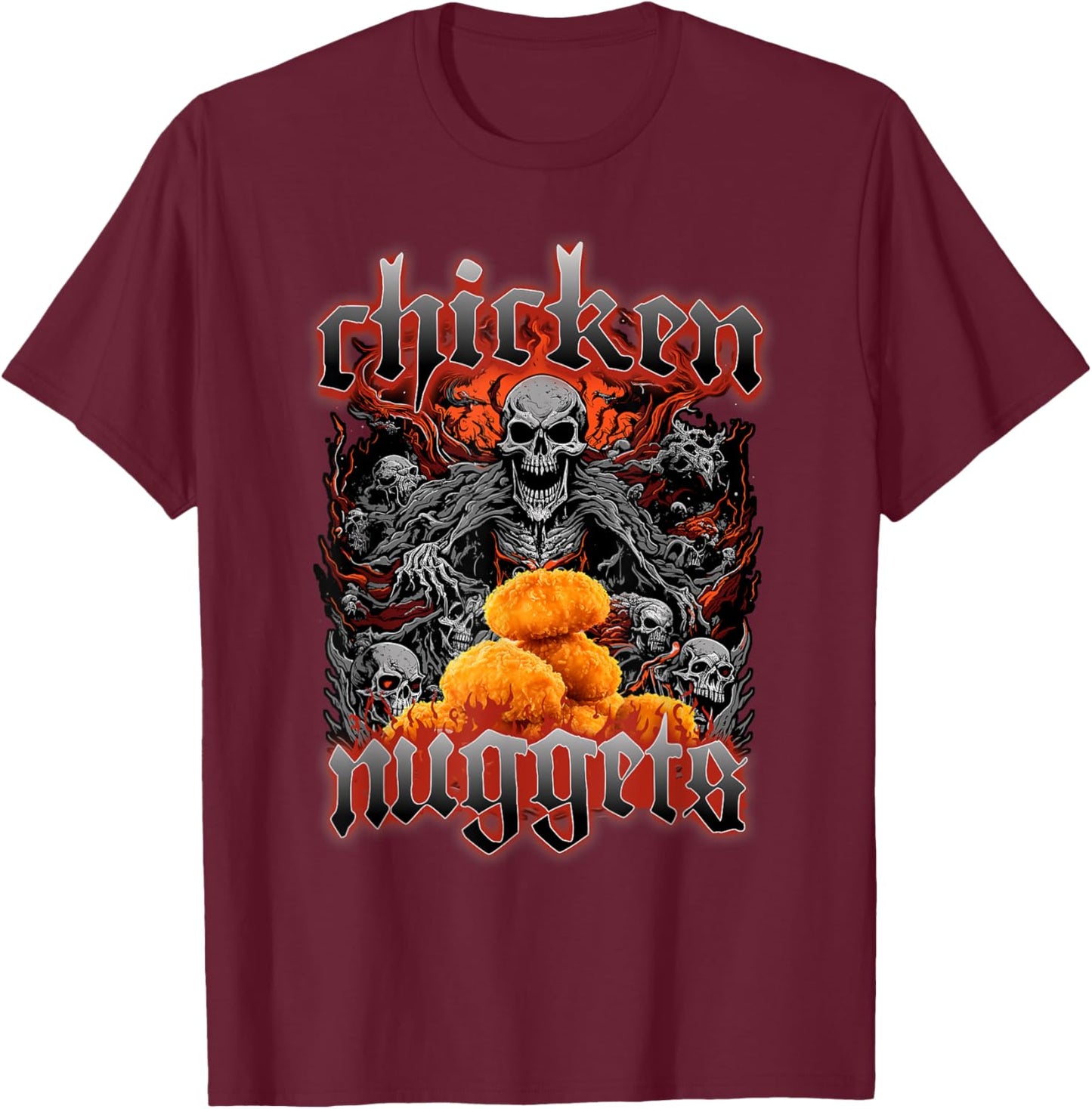 Chicken Nuggets Death Metal Kids Nuggies Chicken Nuggets T-Shirt - T-Shirt | Maroon