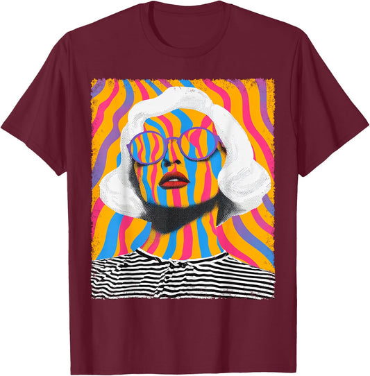 Women's Abstract Art Graphic T-Shirt - T-Shirt | Maroon