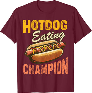 Funny Hotdog Eating Champion Estate Fair Retro Food Contest T-Shirt - T-Shirt | Maroon