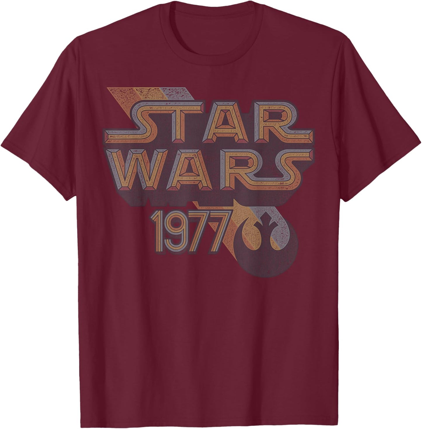 Star Wars Rebel Logo Retro Line 1977 T-Shirt - T-Shirt | Maroon