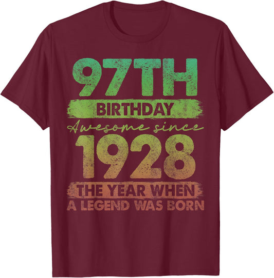 97 Year Old Gifts Vintage 1928 Limited Edition 97th Birthday T-Shirt - T-Shirt | Maroon