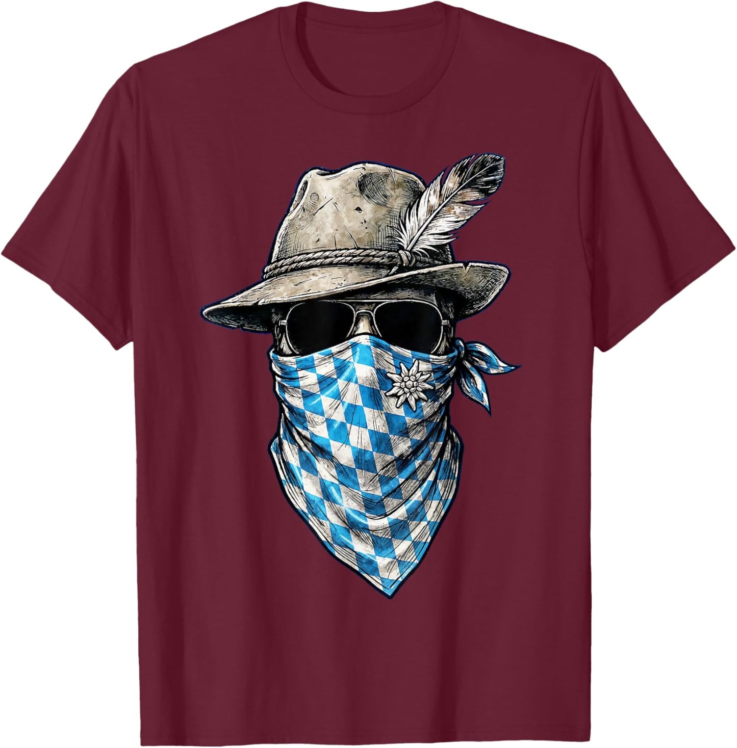 Trachtenshirt Herren Trachten Shirt bayrisch Lausbua Bayern T-Shirt - T-Shirt | Maroon