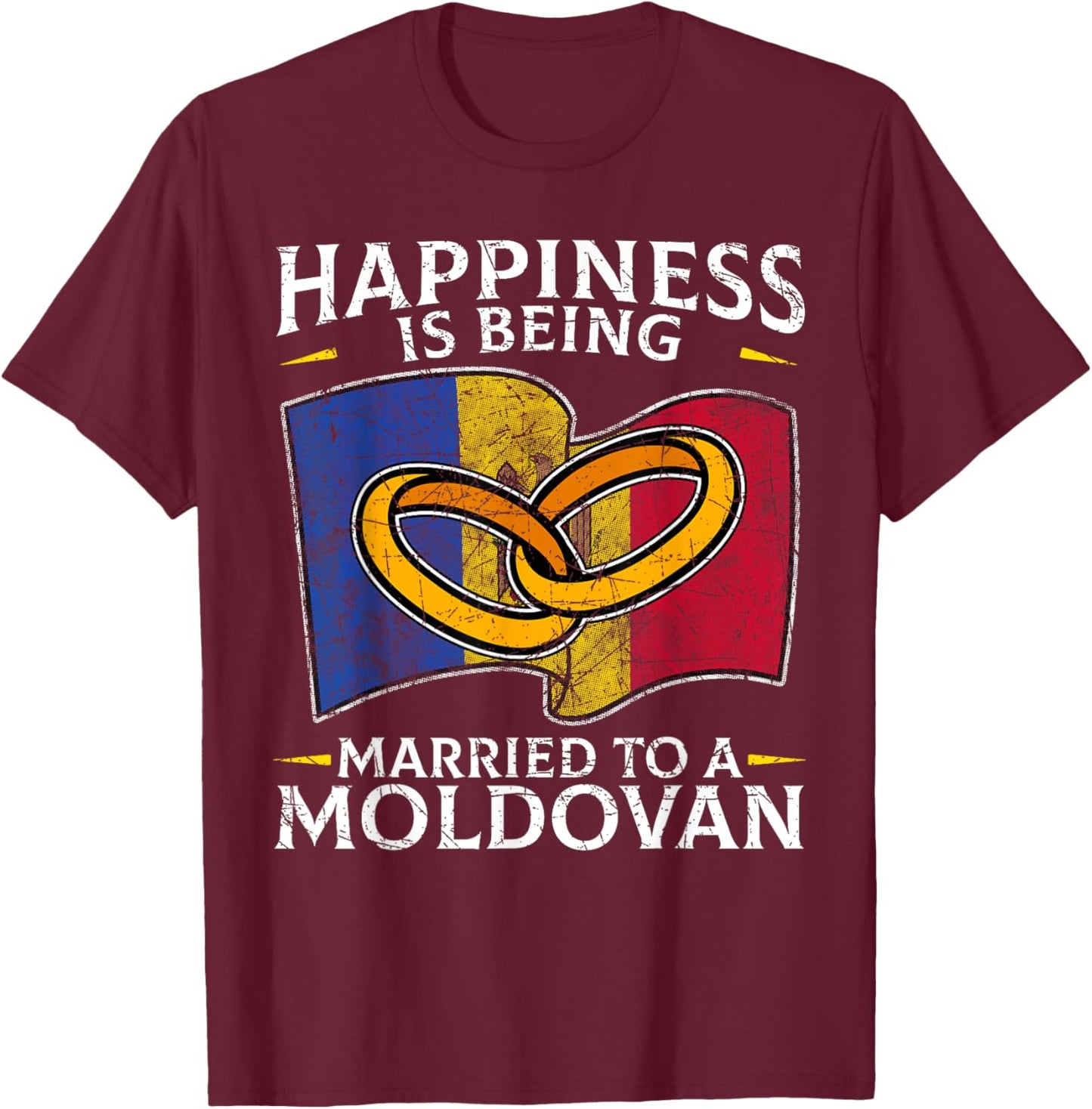 Moldova Marriage Moldovan Roots Heritage Married Flag T-Shirt - T-Shirt | Maroon