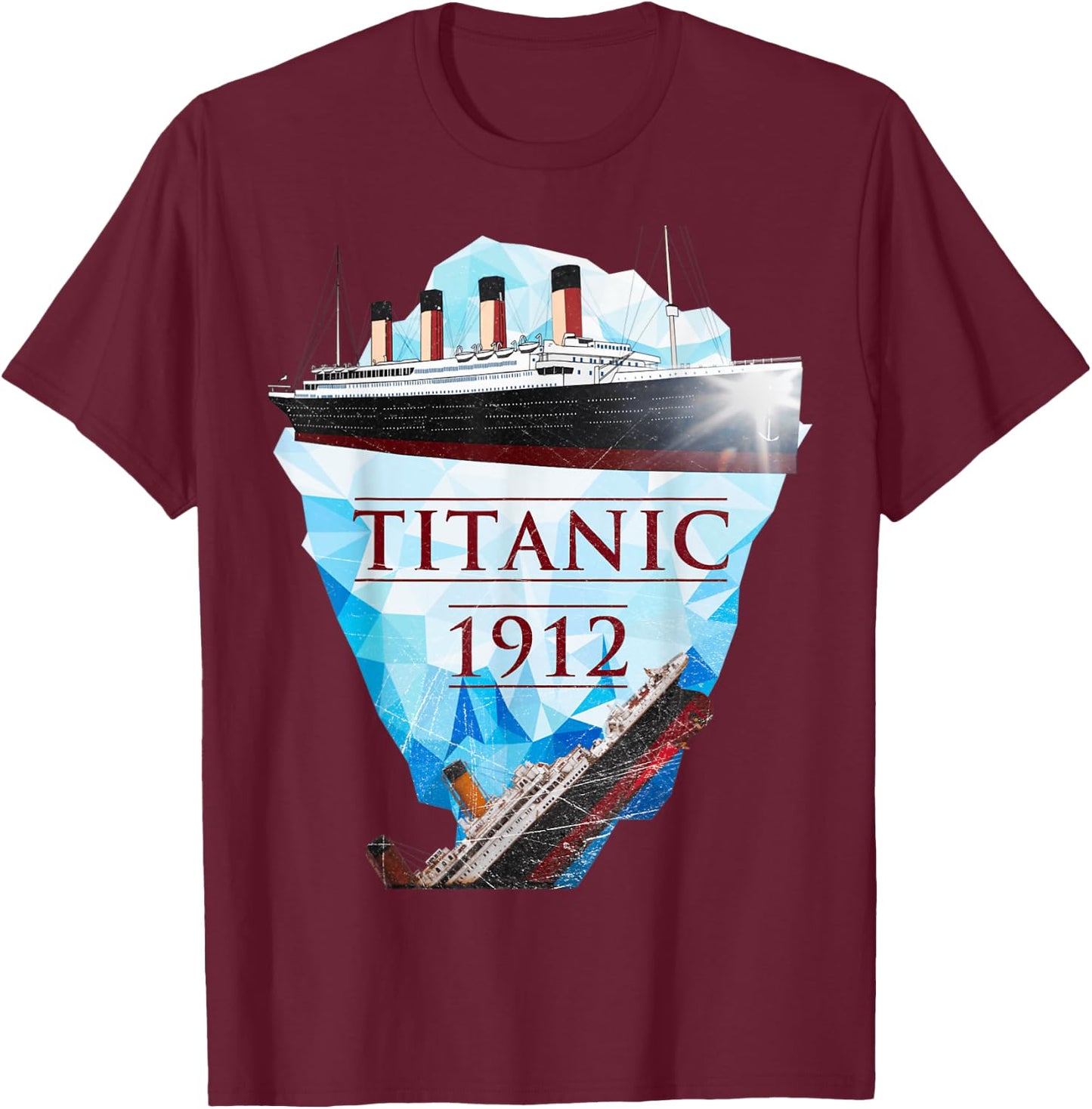 Vintage Titanic Voyage RMS Titanic 1912 T-Shirt - T-Shirt | Maroon