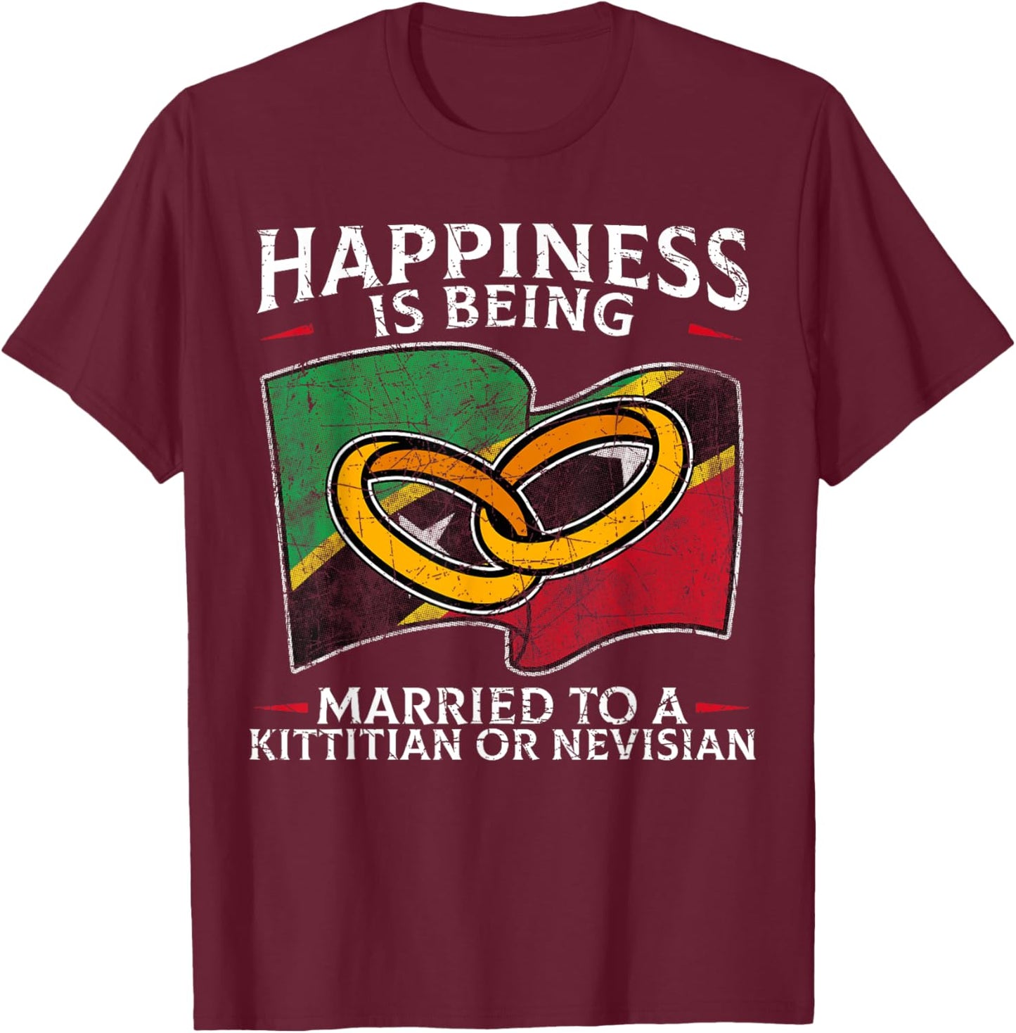 Saint Kitts and Nevis Marriage Kittitian or Nevisian Married T-Shirt - T-Shirt | Maroon