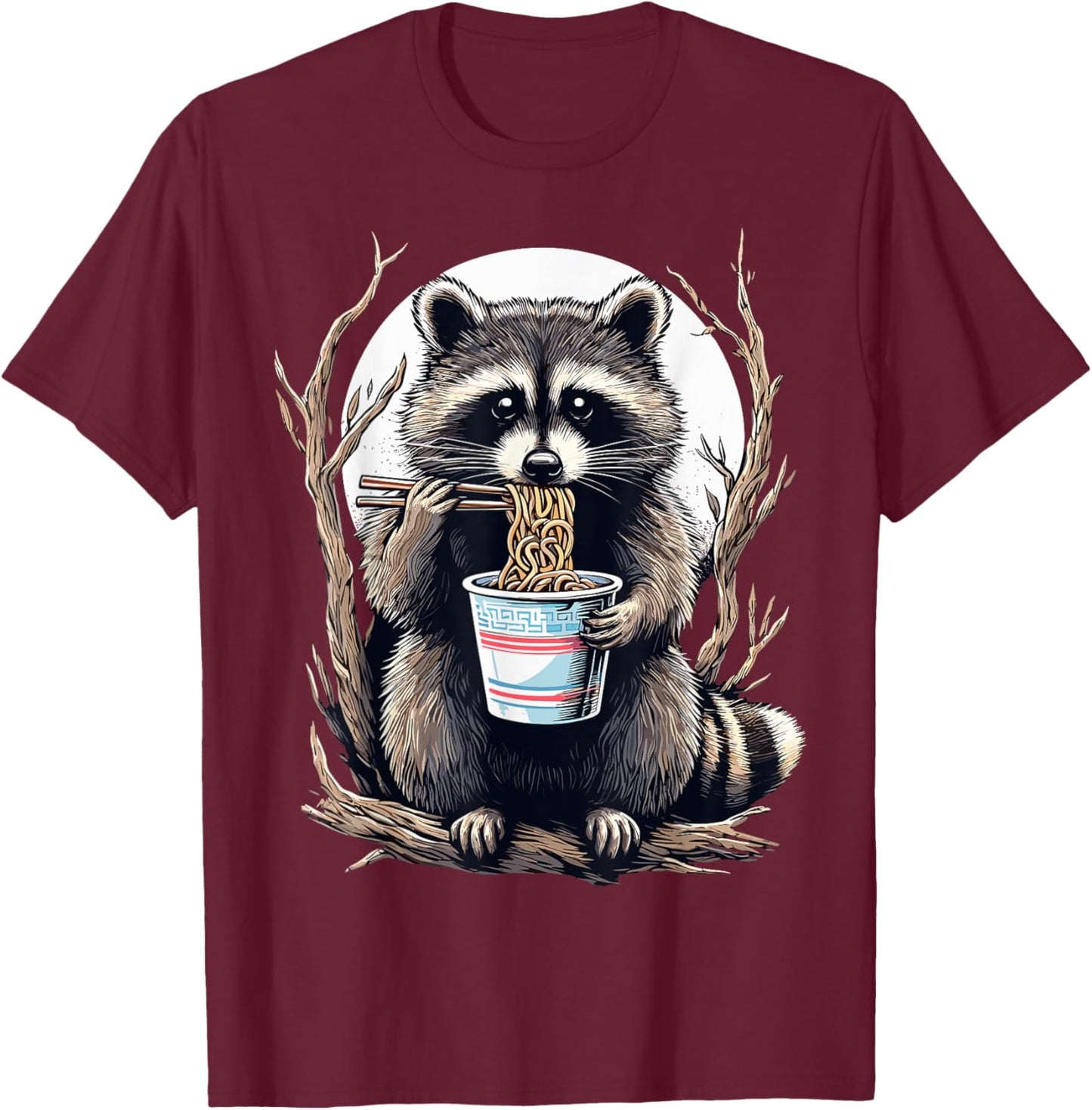 Raccoon Eating Instant Noodle Cup Funny Gifts Men T-Shirt - T-Shirt | Maroon
