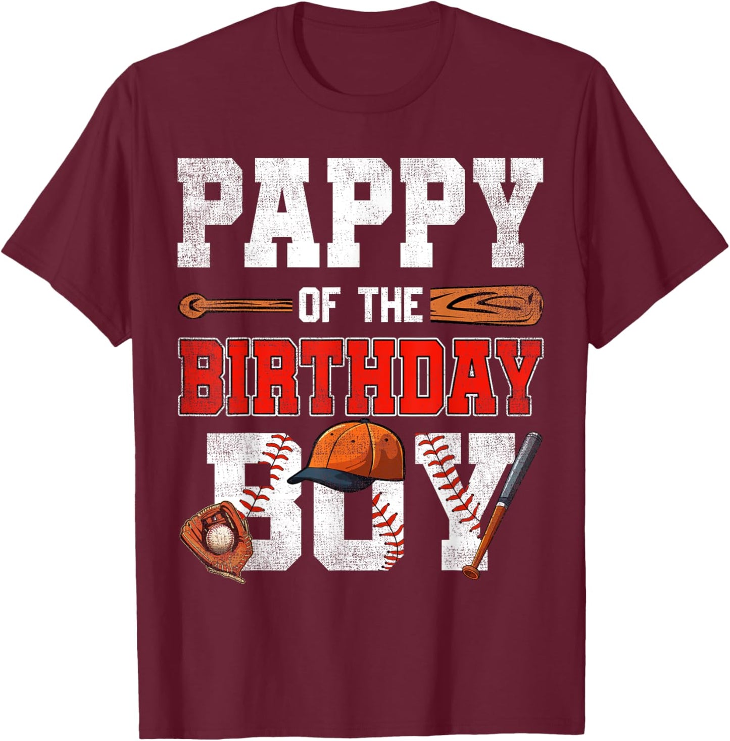 Pappy Of The Birthday Boy Baseball Bday Family T-Shirt - T-Shirt | Maroon