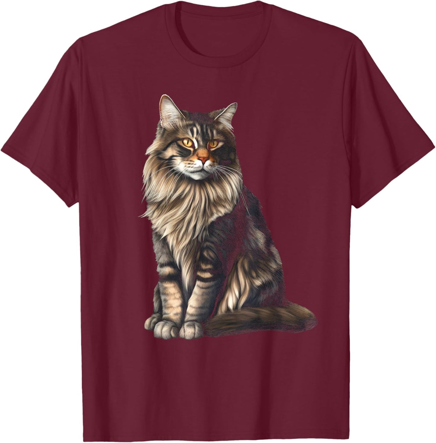 American Forest Cat Maine-Coon Cat T-Shirt - T-Shirt | Maroon