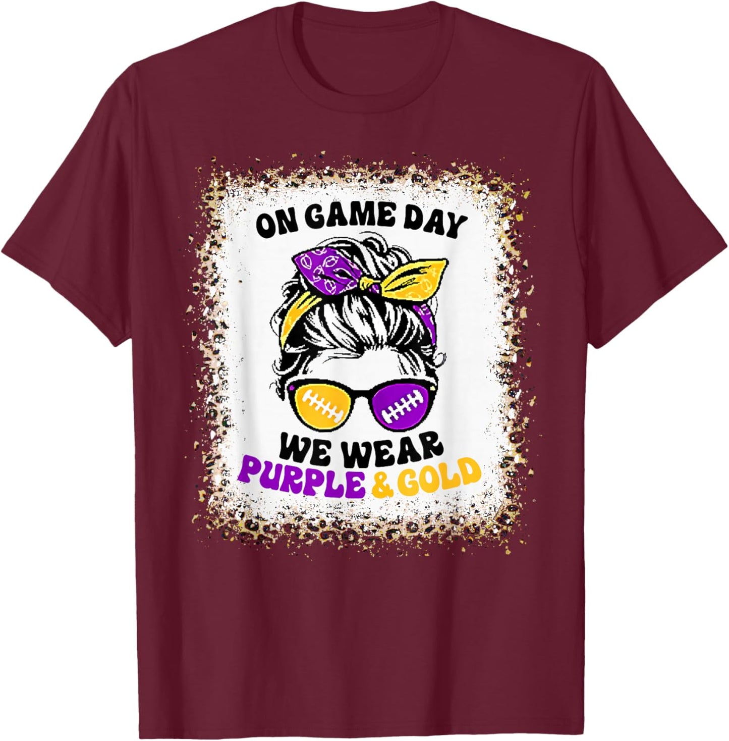 On Gameday Football We Wear Purple and Gold Game Day T-Shirt - T-Shirt | Maroon