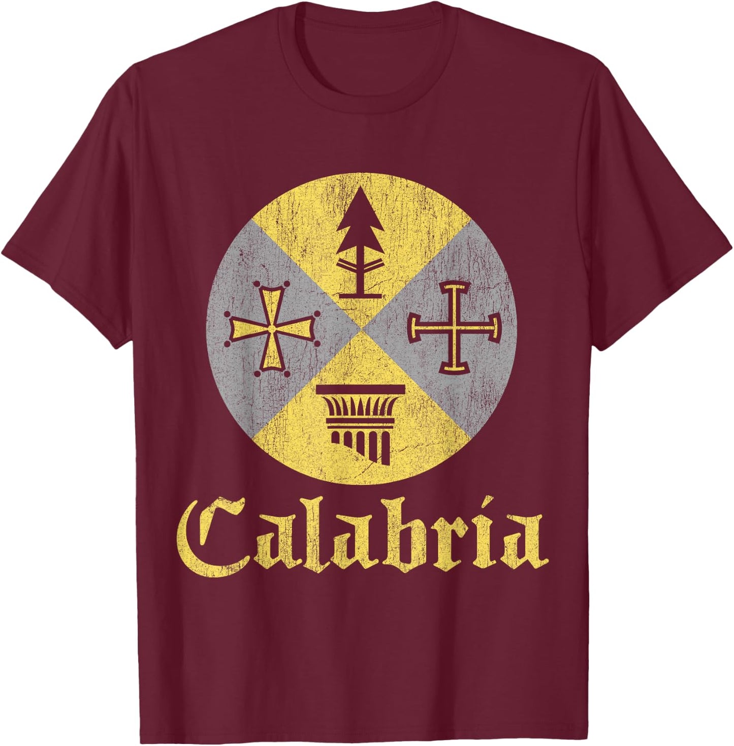 Proud Italian Calabrese Calabria Italy Flag T-Shirt - T-Shirt | Maroon