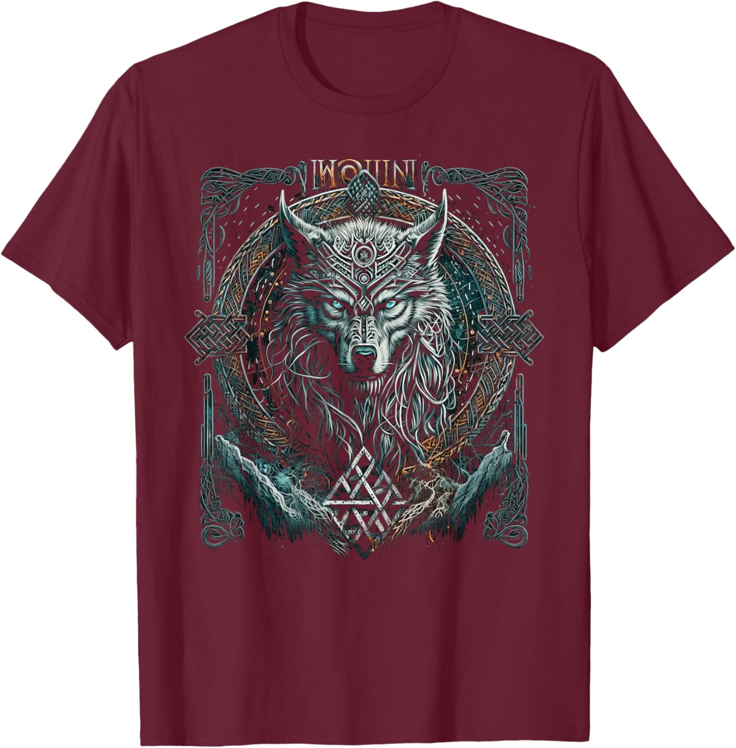 Odin's Wolf Northman Valhalla Norse Mythology T-Shirt - T-Shirt | Maroon
