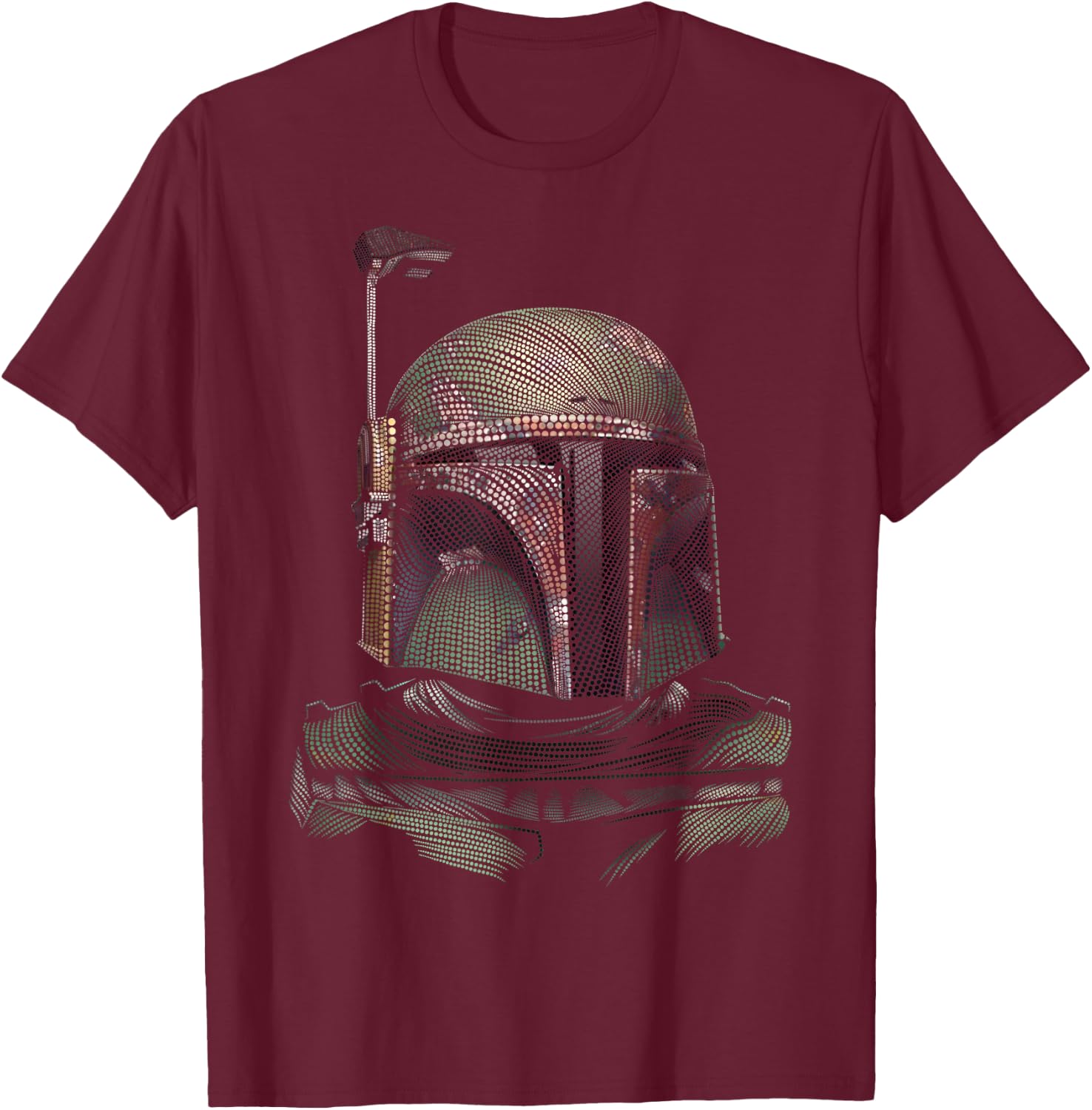 Star Wars Boba Fett Detailed Dotted Portrait T-Shirt - T-Shirt | Maroon