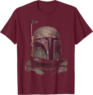 Star Wars Boba Fett Detailed Dotted Portrait T-Shirt - T-Shirt | Maroon
