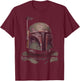 Star Wars Boba Fett Detailed Dotted Portrait T-Shirt - T-Shirt | Maroon