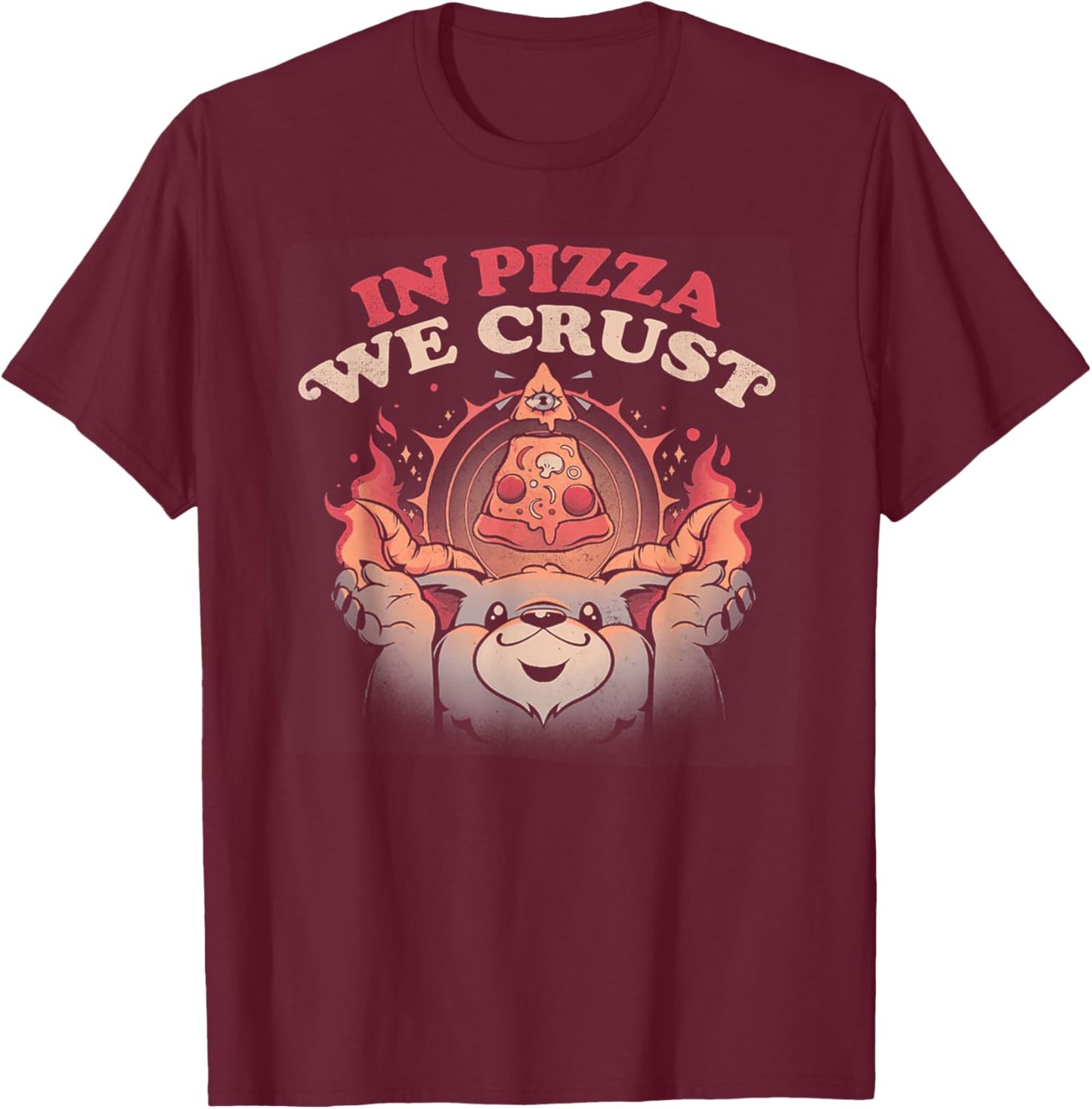 In Pizza We Crust Satan halloween T-Shirt - T-Shirt | Maroon